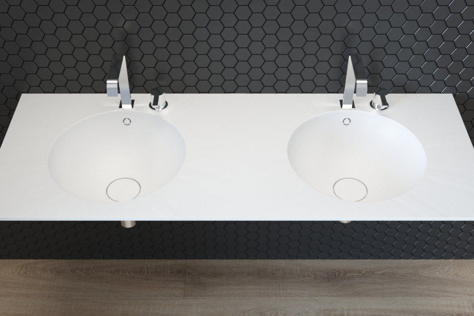 BRUNY double washbasin in CORIAN® top view