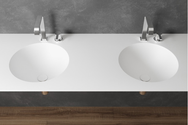 MOOREA double washbasin in Krion® top view
