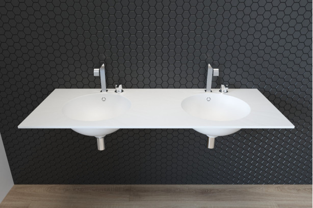 BRUNY double washbasin in CORIAN® front view