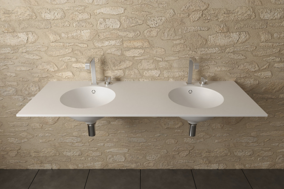 BETSEY double washbasin in CORIAN® front view