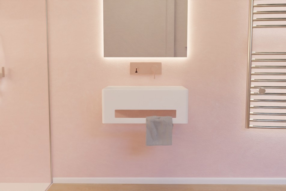 CORK white wall mounted washbasin front view