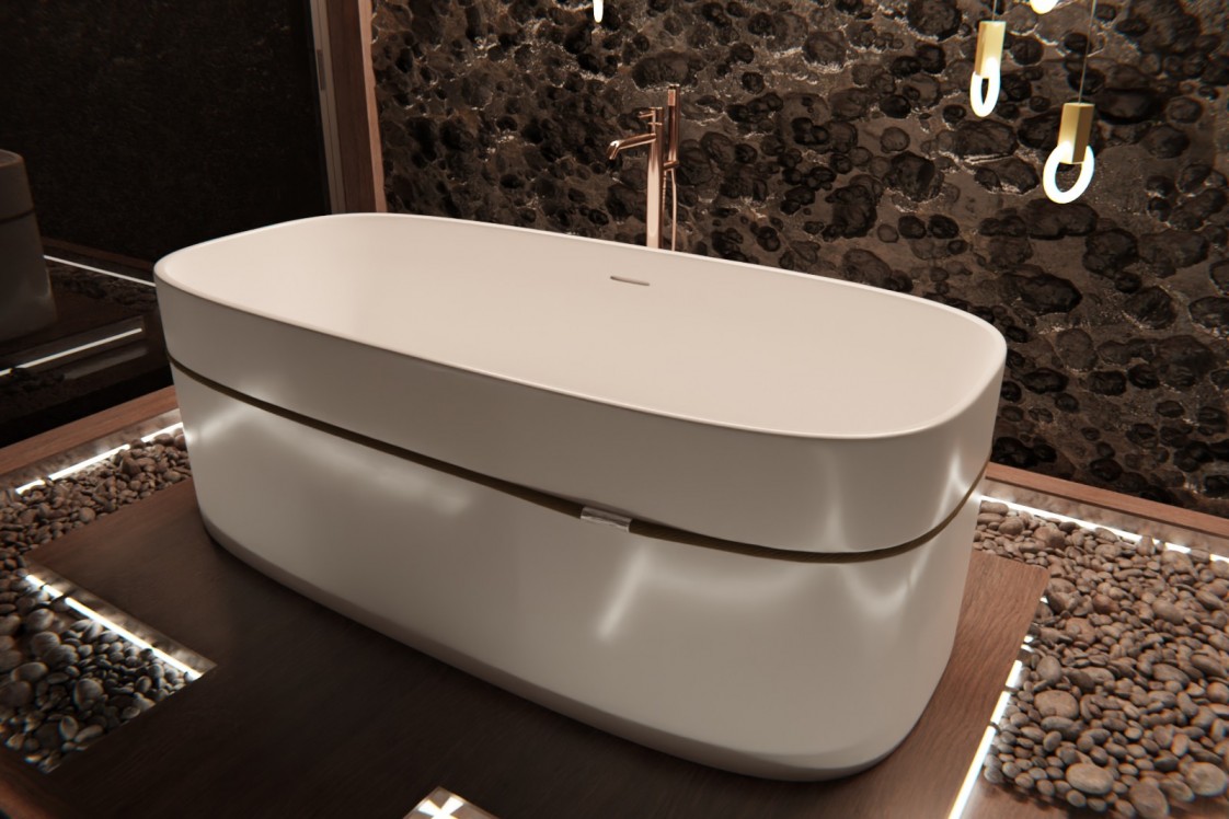 TEMPO acrylic freestanding bathtub side view