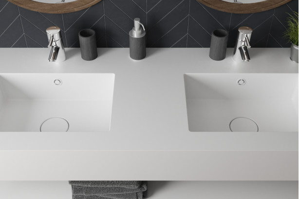 SAIL ROCK double washbasin in CORIAN® front view