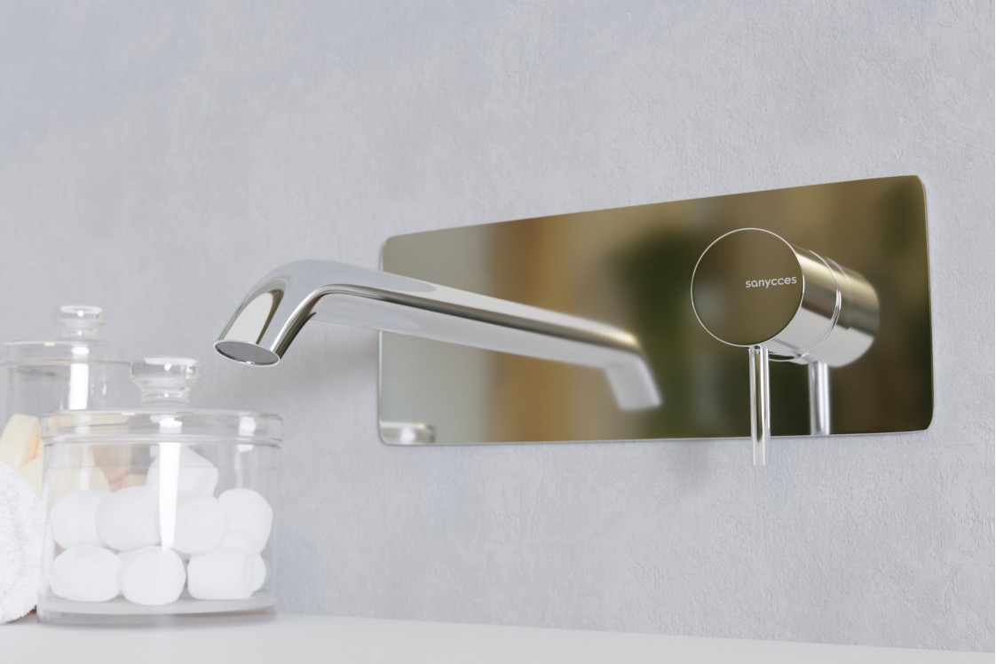 Wall-mounted mixer LOOP Chrome side view