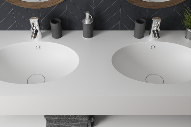 CAPELOCK double washbasin in CORIAN® side view