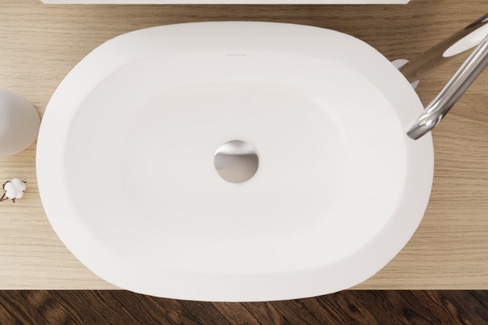 MODERN white washbasin, top view