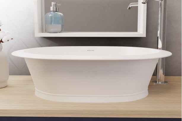 MODERN white washbasin, front view