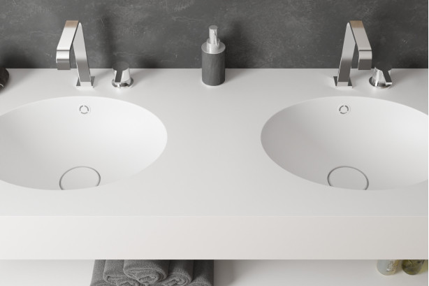 COCO double washbasin in CORIAN® top view