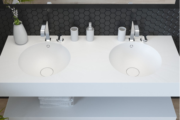 BRUNY single washbasin in CORIAN® top view