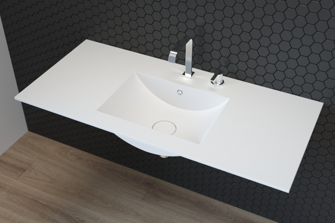 MELVILLE single washbasin in CORIAN® side view