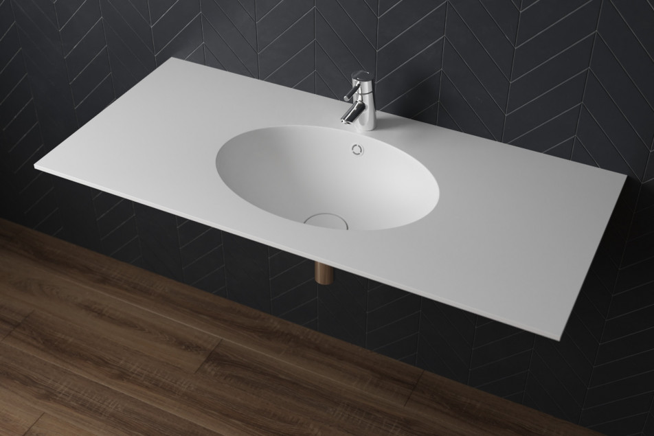 CAPELOCK single washbasin in CORIAN® side view