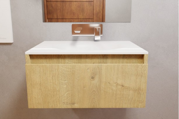 Oak Jura Rivage 1-drawer single washbasin unit 60 front view