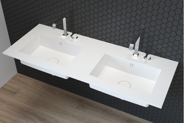HUMMOCK double washbasin in CORIAN® side view