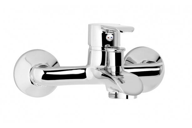King chrome wall-mounted bath and shower mixer Kramer® design
