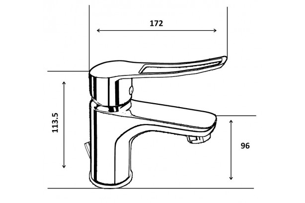Technical drawing for CLINI'K Kramer® low chrome single-hole mixer