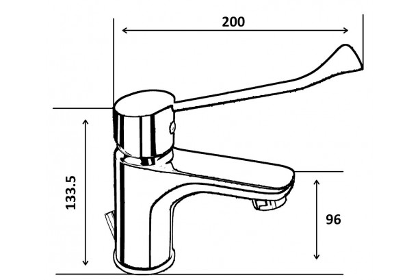 Technical drawing for CLINI'K Kramer® low chrome single-hole mixer