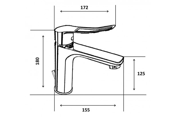 Technical drawing for CLINI'K Kramer® single-hole chrome medium mixer