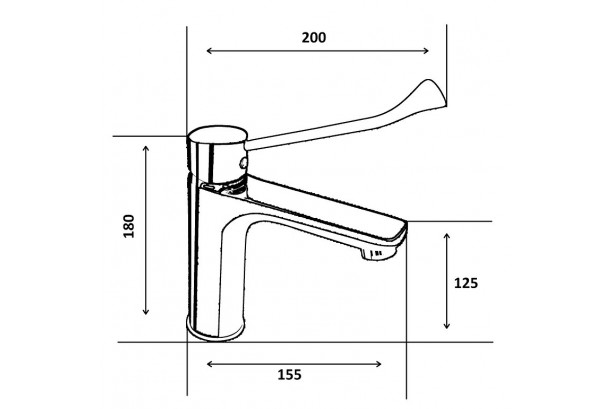 Technical drawing of CLINI'K Kramer® M ST Chrome single-hole mixer