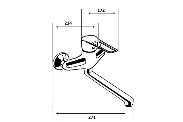 Technical drawing for CLINI'K Kramer® Chrome spout wall-mounted mixer tap