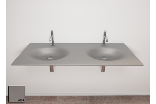 PERLE dual sink unit in bright KRION® side view