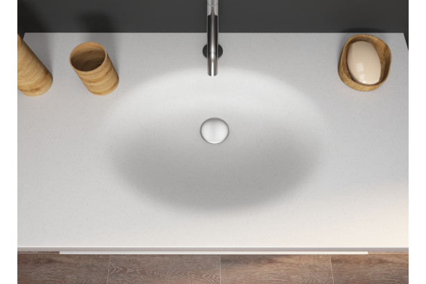 PERLE sink unit in crystal white KRION® side view