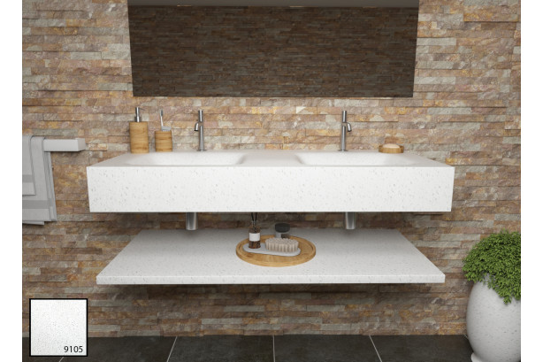 AGATE dual sink unit in elegant white KRION® side view