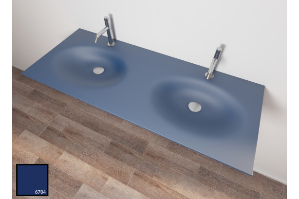 PERLE dual sink unit in navy blue KRION® side view