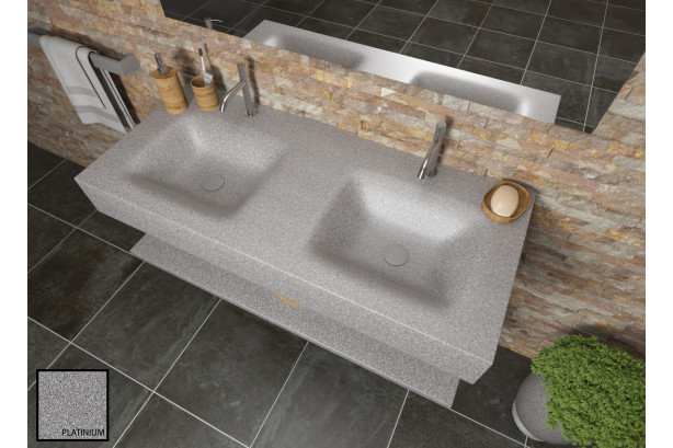 AGATE dual sink unit in platinum CORIAN® side view