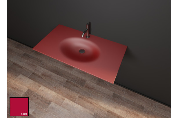 AGATE sink unit in red fire KRION® side view