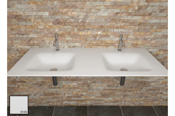 AGATE dual sink unit in Calla white KRION® side view