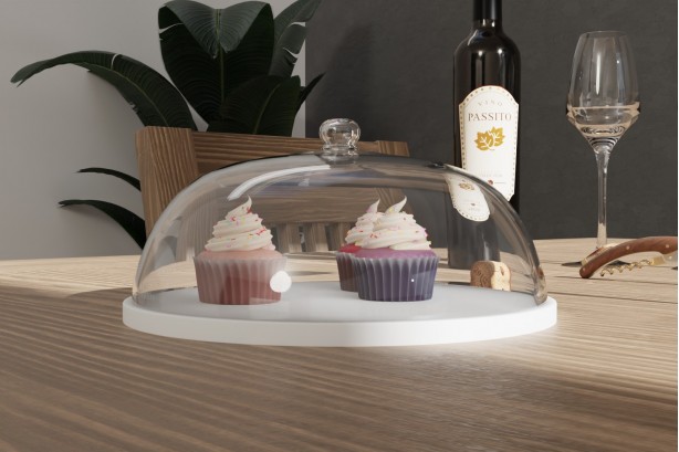 Image of Corian® cheese tray with bell and food