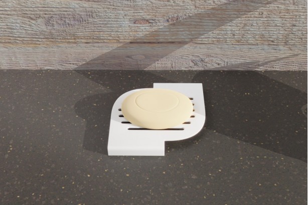 Top view of Corian® free-standing soap dish