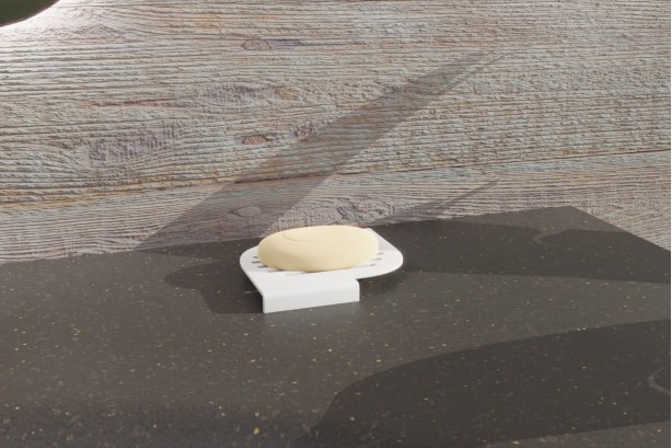 Top view of Corian® free-standing soap dish