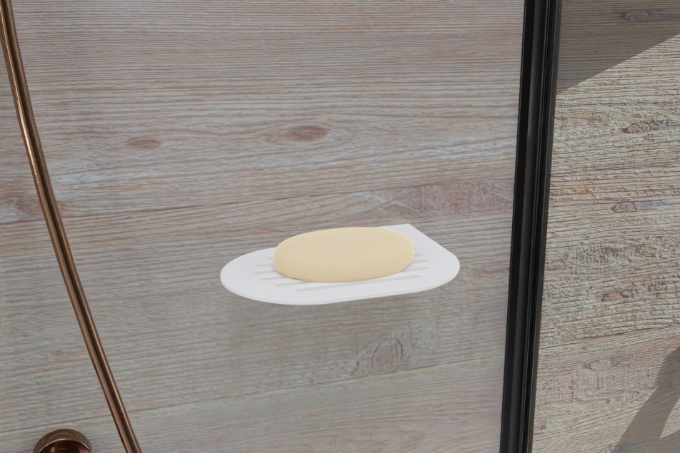 Corian® wall-mounted soap dish image, side view