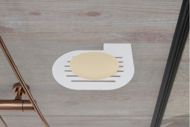 Corian® wall-mounted soap dish image - top view