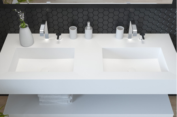 CALYPSO double washbasin in Krion® top view