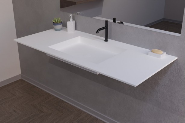 GIBRALTAR white Corian® washbasin countertop side view