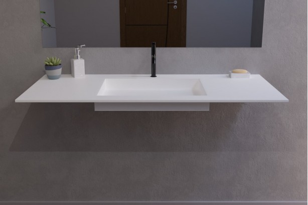 GIBRALTAR white Corian® washbasin countertop front view