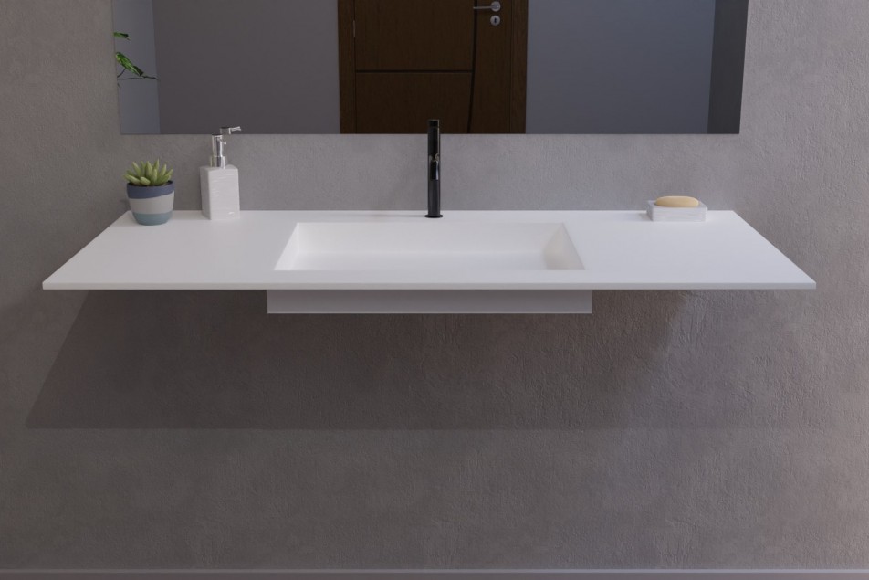GIBRALTAR white Corian® washbasin countertop front view