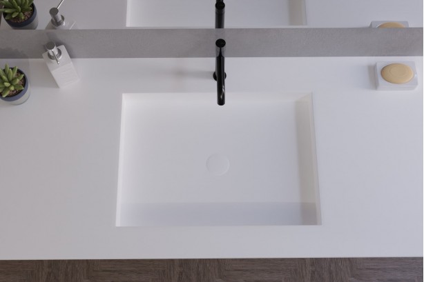 GIBRALTAR white Corian® washbasin countertop top view