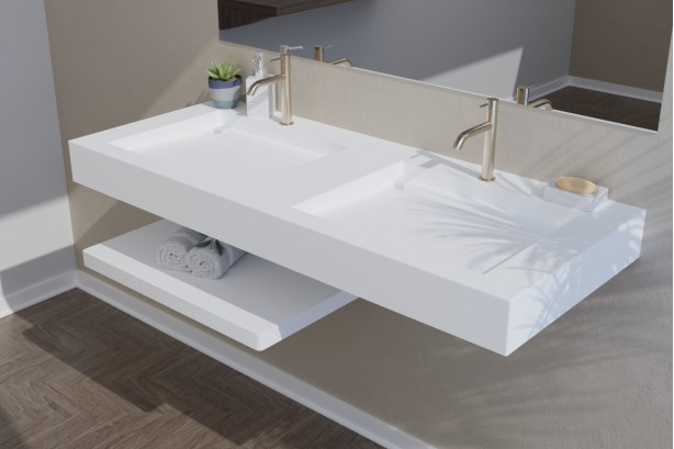 Corian® HOUAT double washbasin - side view