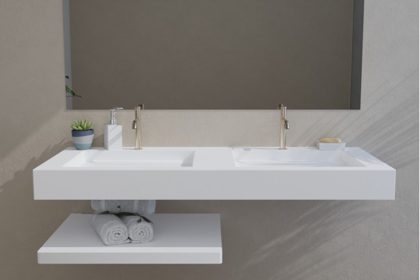 Corian® HOUAT double washbasin - front view