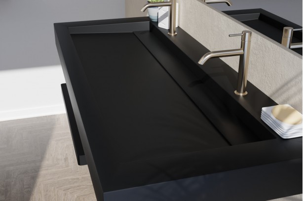 Plan vasque noir Krion® XL HOUAT vue de côté