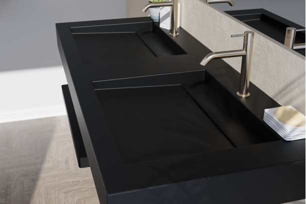 Double vasque noir Krion® XL HOUAT vue de côté