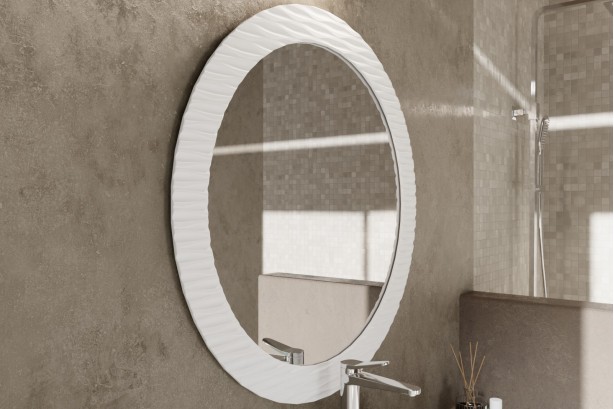 Large Corian® VAGADAM White mirror front view