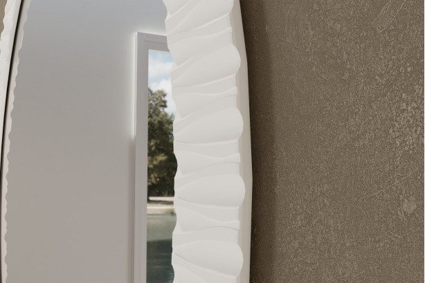 Large Corian® VAGADAM White mirror edge view