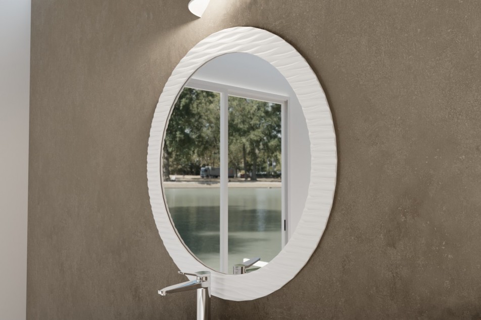 Large Corian® VAGADAM White mirror side view
