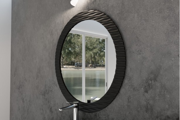 Grand miroir Corian® VAGADAM Noir vue de côté