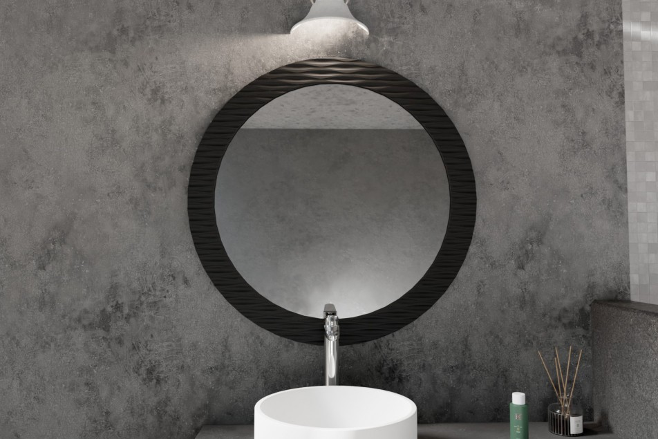 Large mirror Corian® VAGADAM Black front view