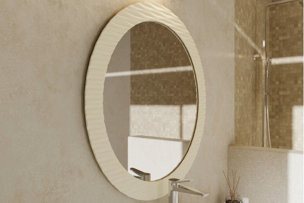 Grand miroir Krion® VAGADAM CREAM vue de côté